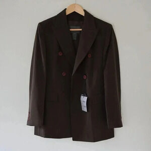 NWT VOTRE NOM Brown Blazer with Burgundy Buttons Size 3
